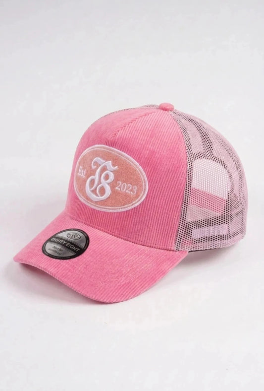 E8 pink courderoy trucker